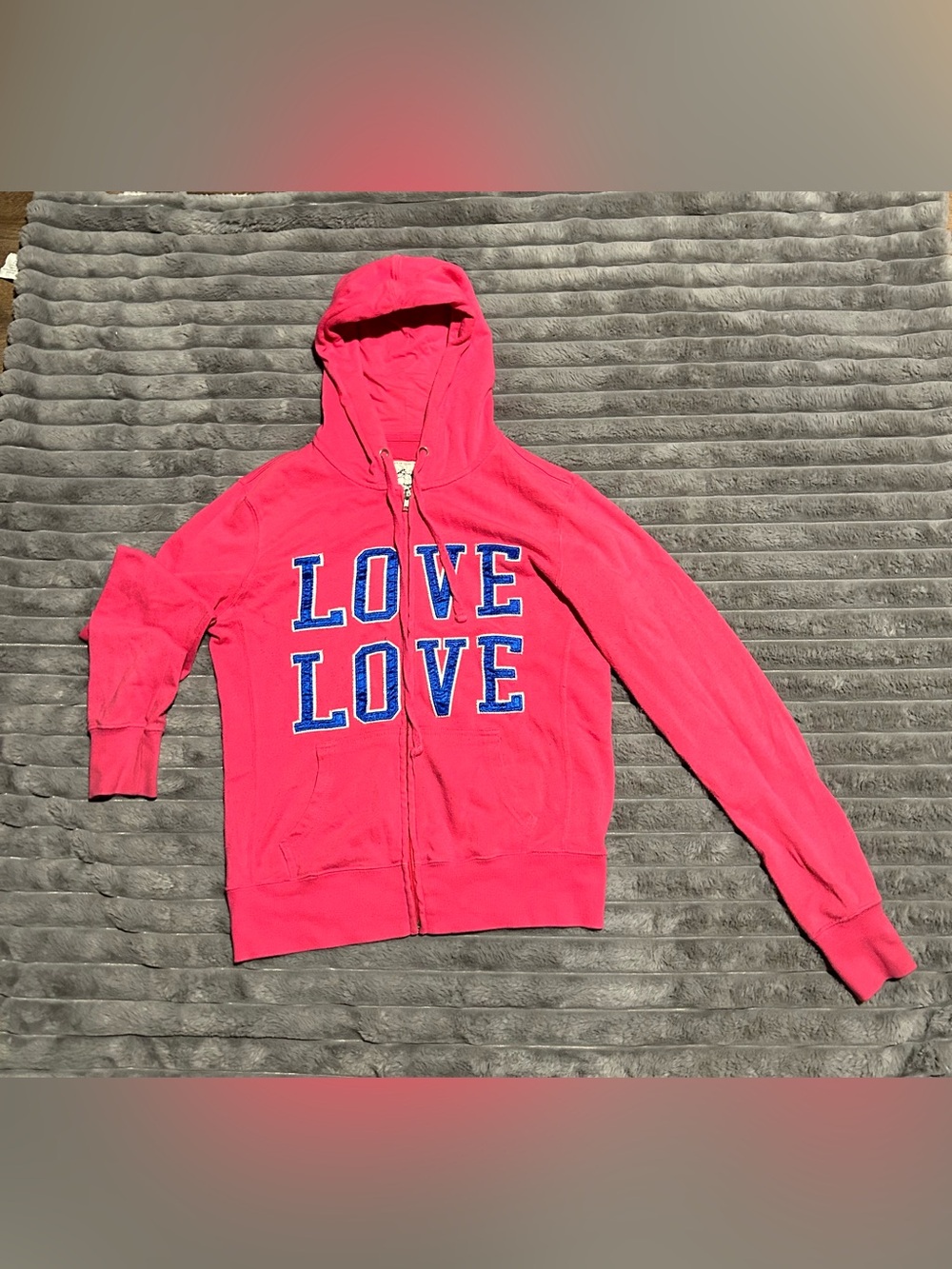 Y2K Reflex Hot Pink “Love Love” Full zip-up Pullover hoodie